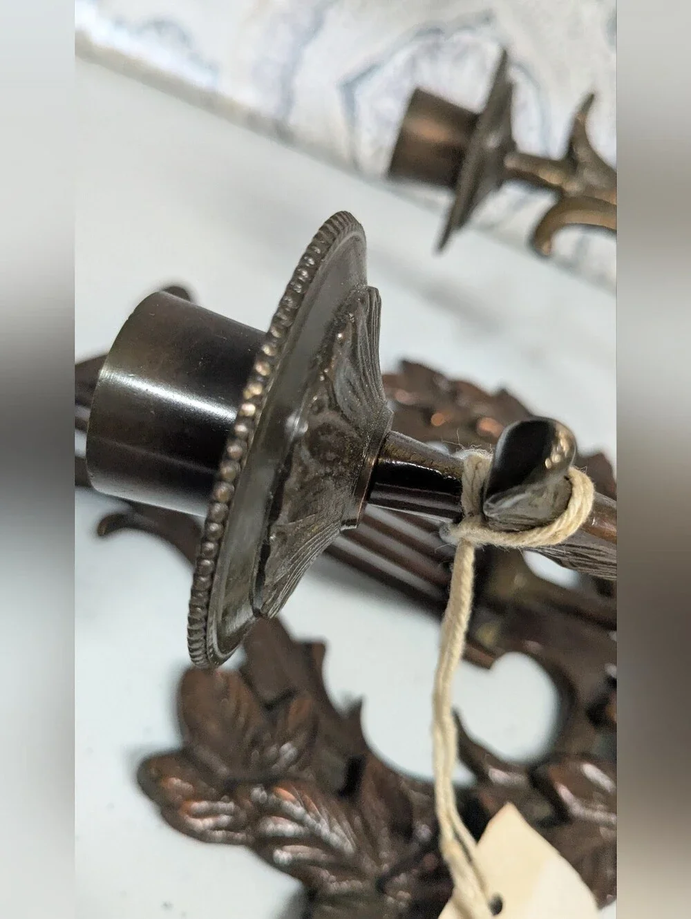 NWT Candle Wall Sconce 2 Arm Lyre Harp Cast Iron | Cottage Decor